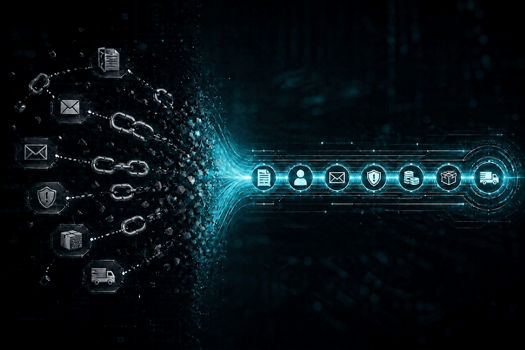 Fragmented workflows converging into one connected digital operating view