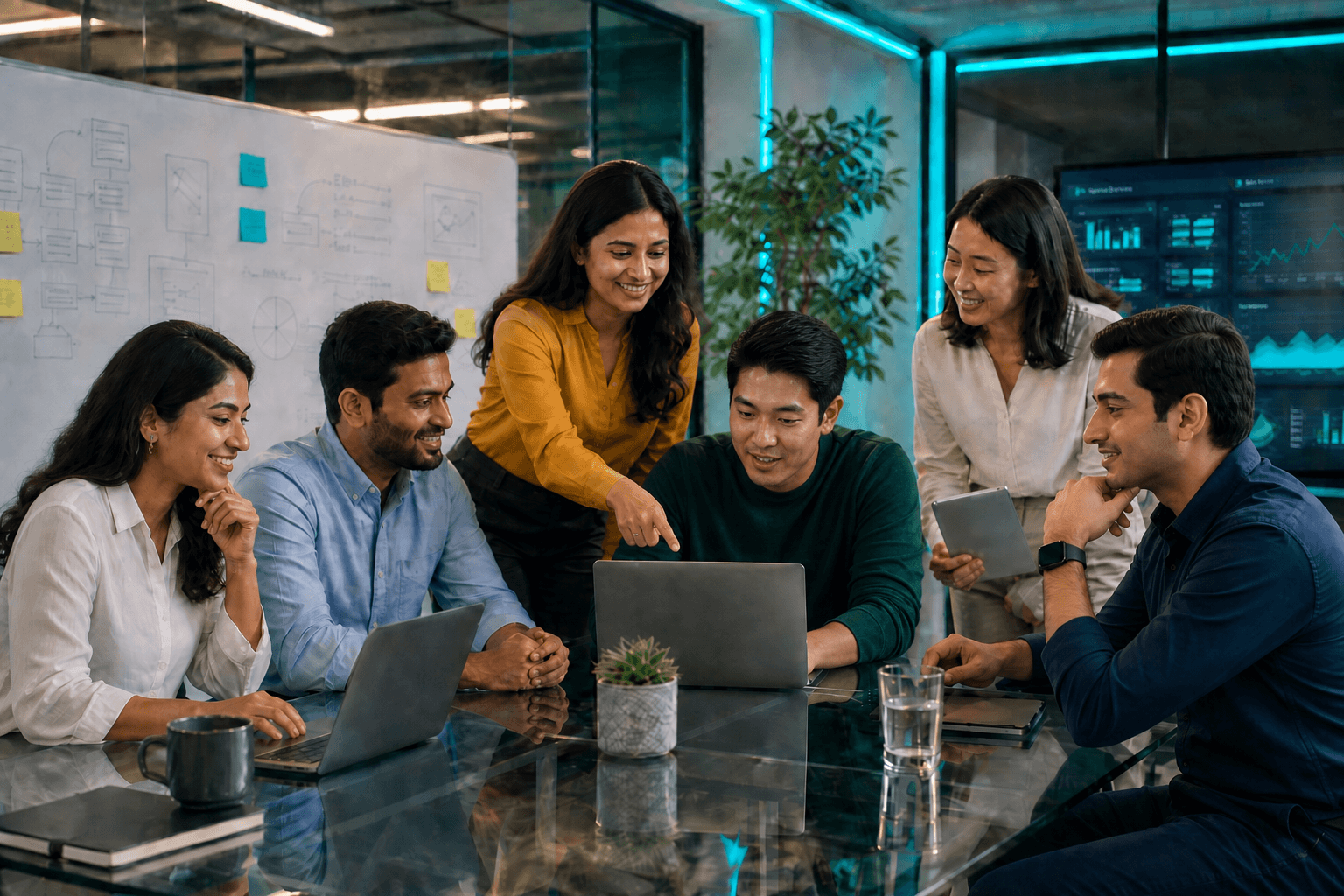 Taomish team collaborating in a modern tech office